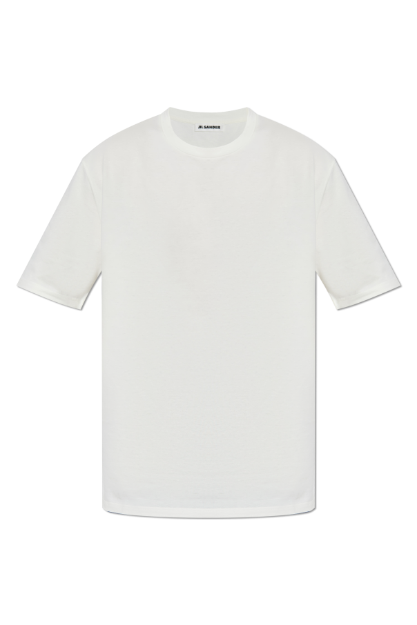 Tシャツ・カットソー Jil Sander T-Shirt A Righe Biały T-shirt z logo JIL SANDER - Vitkac Polska
